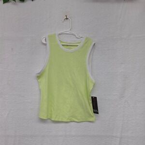*NWT* No Boundaries Kids Lime Green Contrast High Neck Ribbed Tank Top L 11-13
